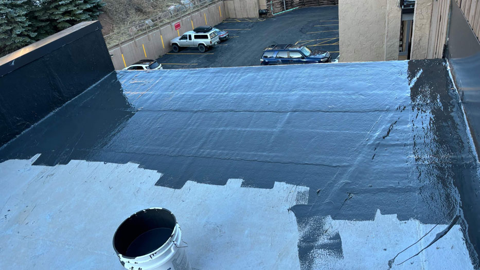 Homestake2 - Custom Exteriors, LLC Roof coating in Vail while in progress