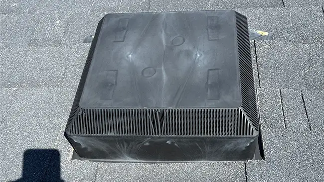 Hail damage soft metal - Custom Exteriors, LLC Hail Damage to Soft Metal on Milliken Roof.