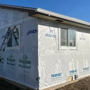 Berthoud home with weather wrap prior to installing new vinyl siding.
